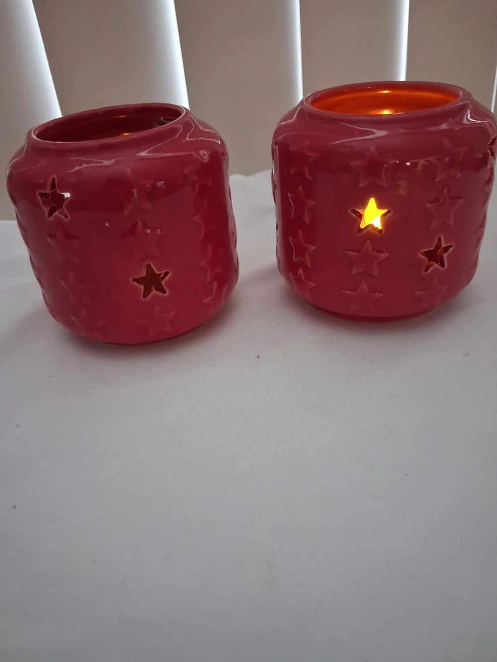 Red Ceramic Tea Light Holders - Home Accents Stars